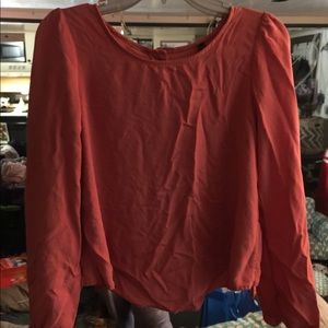 Salmon Poetry button down back long sleeve blouse